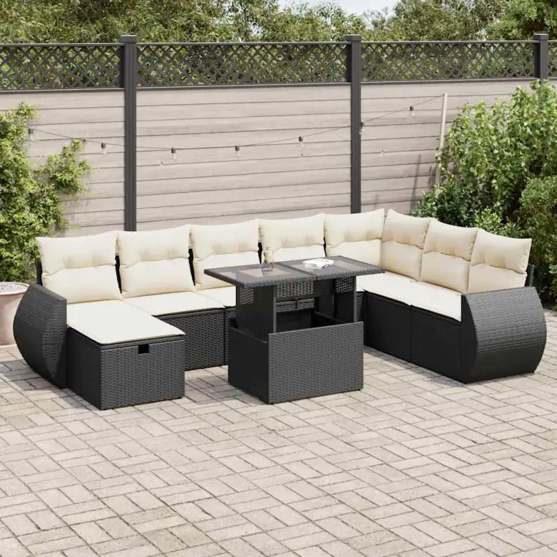 Tuinsets met beige materiaal en gepoedercoat staal voor buitenruimte - Zwart en crème / met opbergruimte - Tuinsets