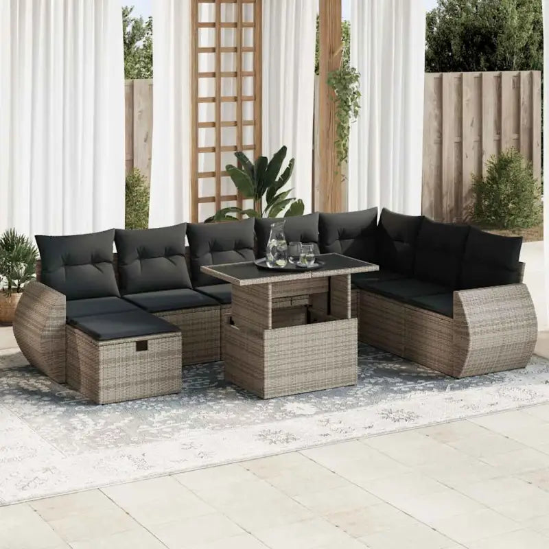 Tuinsets met beige materiaal en gepoedercoat staal voor buitenruimte - Grijs / met opbergruimte - Tuinsets