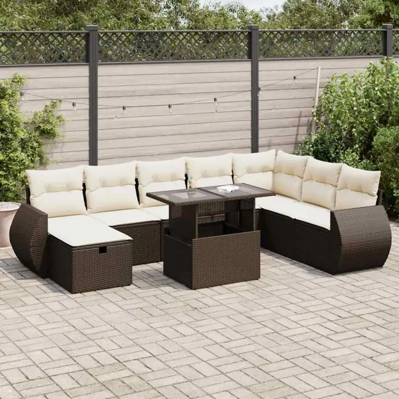 Tuinsets met beige materiaal en gepoedercoat staal voor buitenruimte - Bruin en crème / met opbergruimte - Tuinsets