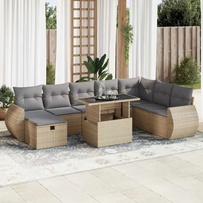 Tuinsets met beige materiaal en gepoedercoat staal voor buitenruimte - Beige en grijs / met opbergruimte - Tuinsets