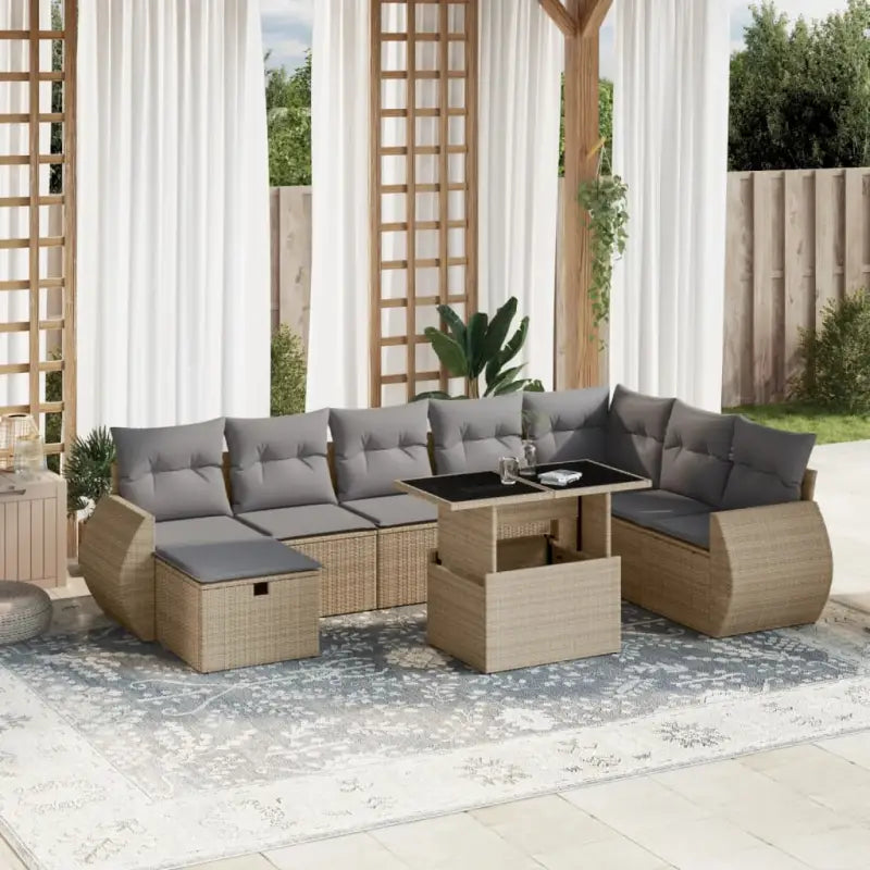 Tuinsets met beige materiaal en gepoedercoat staal voor buitenruimte - Beige en grijs / zonder opbergruimte - Tuinsets