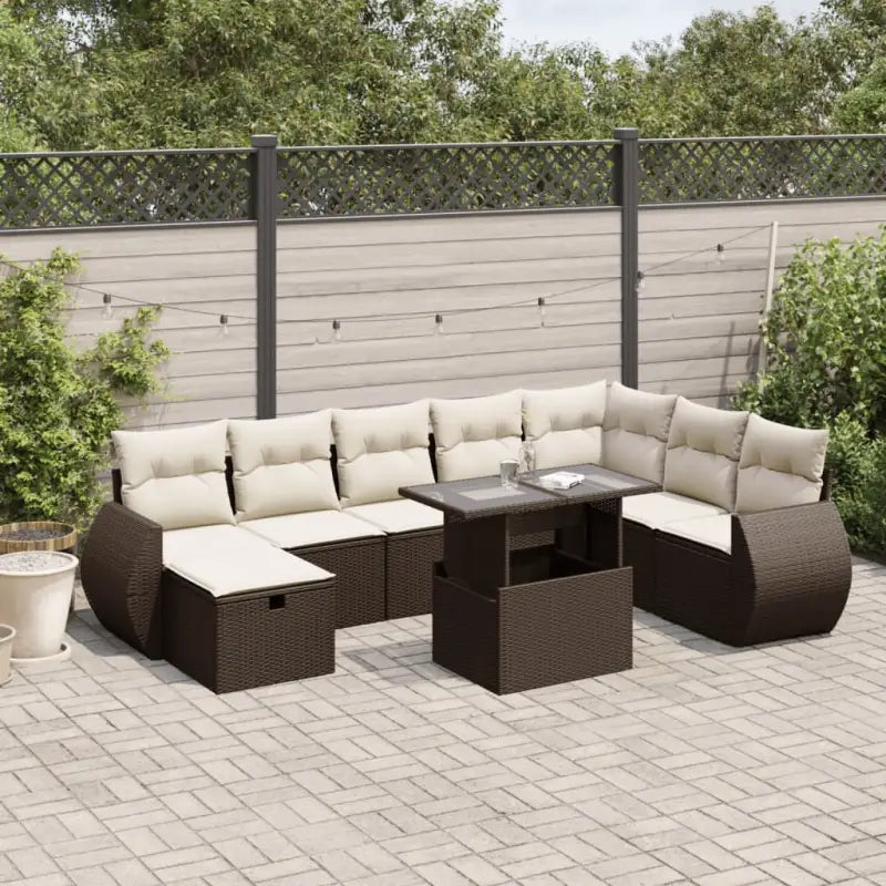 Tuinsets met beige materiaal en gepoedercoat staal voor buitenruimte - Bruin en crème / zonder opbergruimte - Tuinsets