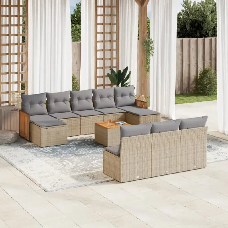 Tuinsets met beige materiaal en gepoedercoat staal voor comfortabel buiten genieten - beige en lichtgrijs / Met tafel