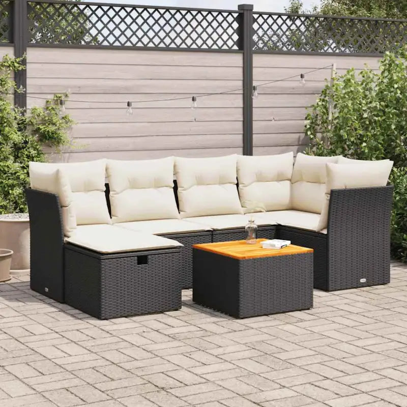 Tuinsets met gemengd beige materiaal voor een gezellige buitenruimte - Zwart en crème / met opbergruimte - Tuinsets