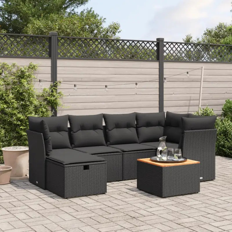 Tuinsets met gemengd beige materiaal voor een gezellige buitenruimte - Zwart / zonder opbergruimte - Tuinsets