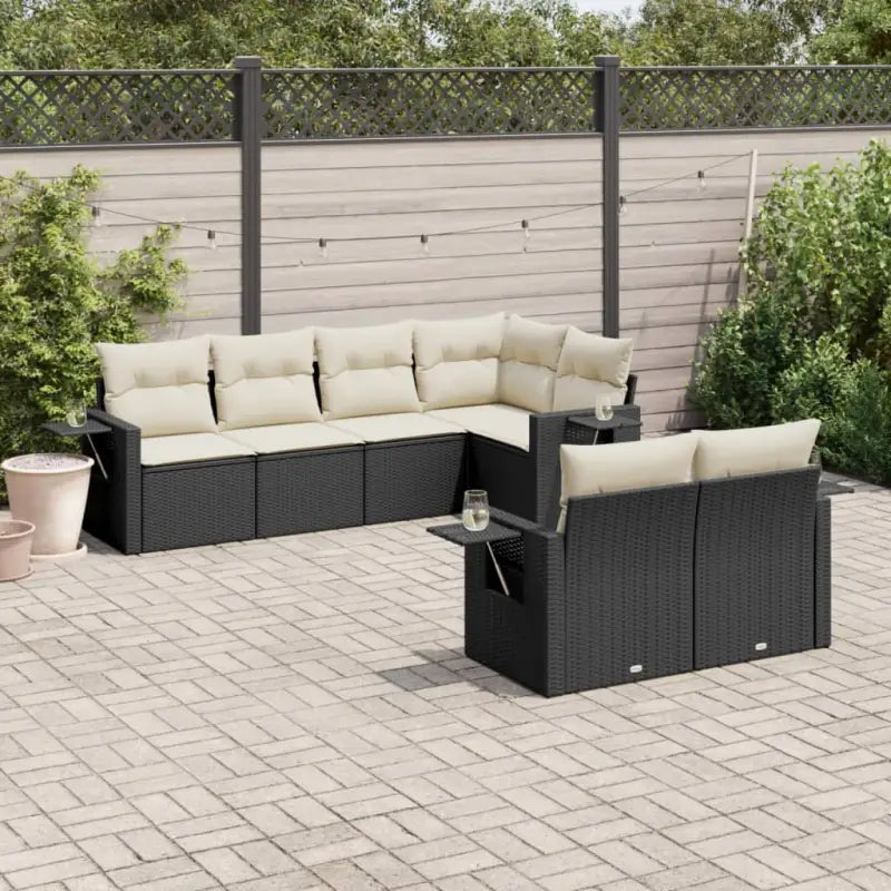 Tuinsets met gepoedercoat staal en beige materiaal voor buitenplezier - Zwart en crème - Tuinsets