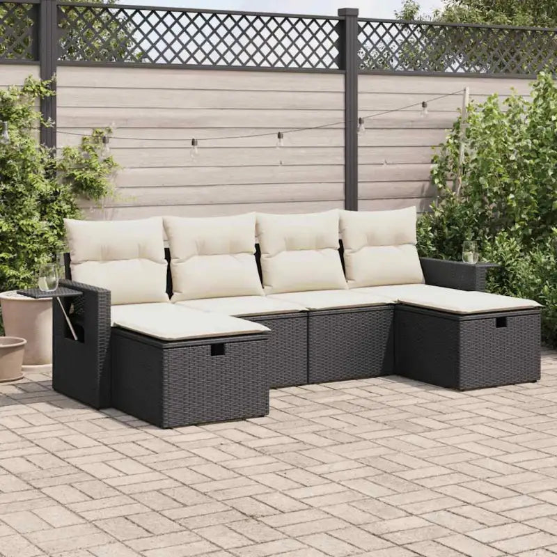 Tuinsets met gepoedercoat staal en zwarte materialen voor comfortabele buitenruimte - Zwart en crème / met opbergruimte