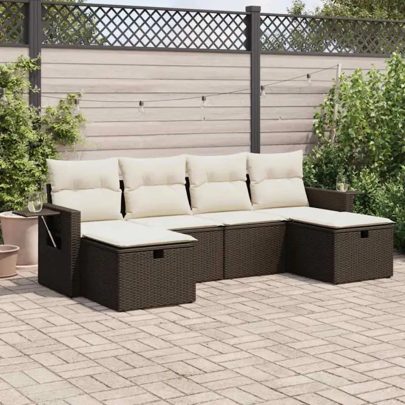 Tuinsets met gepoedercoat staal en zwarte materialen voor comfortabele buitenruimte - Bruin en crème / met opbergruimte