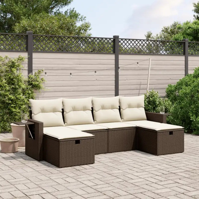Tuinsets met gepoedercoat staal en zwarte materialen voor comfortabele buitenruimte - Bruin en crème / zonder