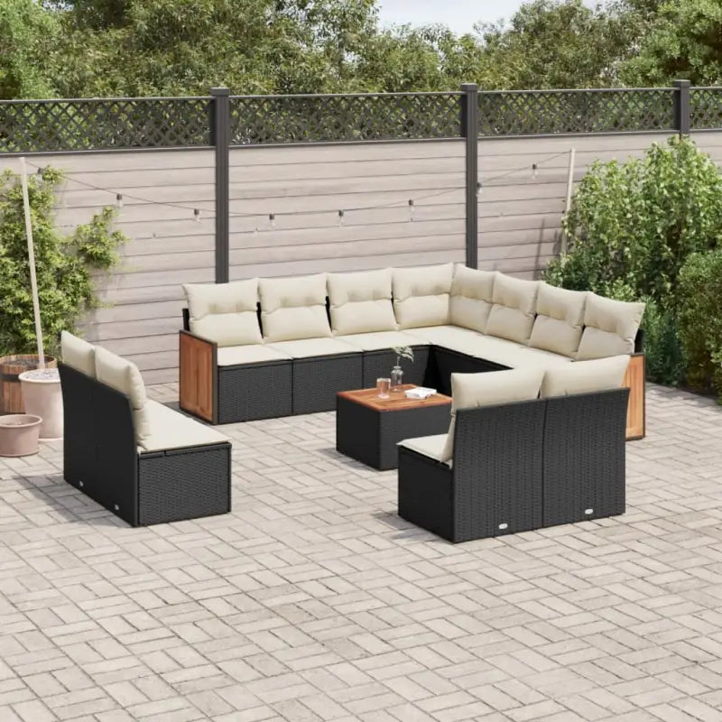 Tuinsets met grijs materiaal en waterdichte zak voor buitencomfort - Zwart en crème / Met tafel - Tuinsets
