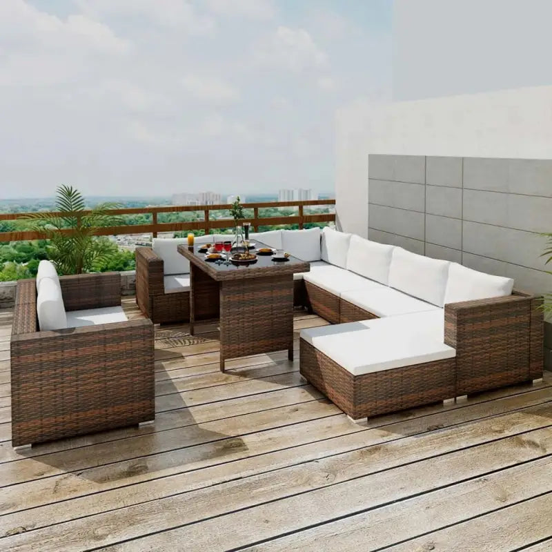Tuinsets met levering bevat rattan loungeset voor het hele jaar buiten - Bruin - Tuinsets
