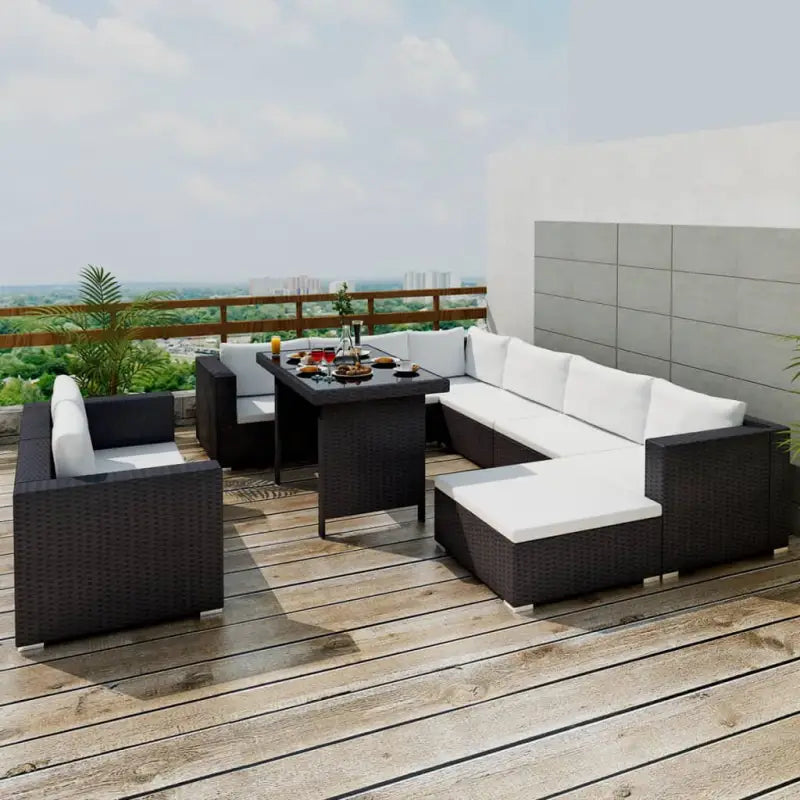 Tuinsets met levering bevat rattan loungeset voor het hele jaar buiten - Zwart - Tuinsets
