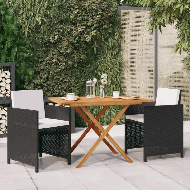 Tuinsets met massief acaciahout voor eenvoudig schoon en duurzaam genieten - Zwart en crèmewit - Tuinsets