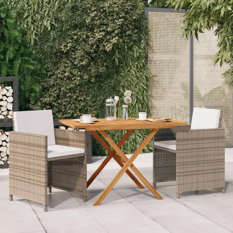Tuinsets met massief acaciahout voor eenvoudig schoon en duurzaam genieten - Beige - Tuinsets
