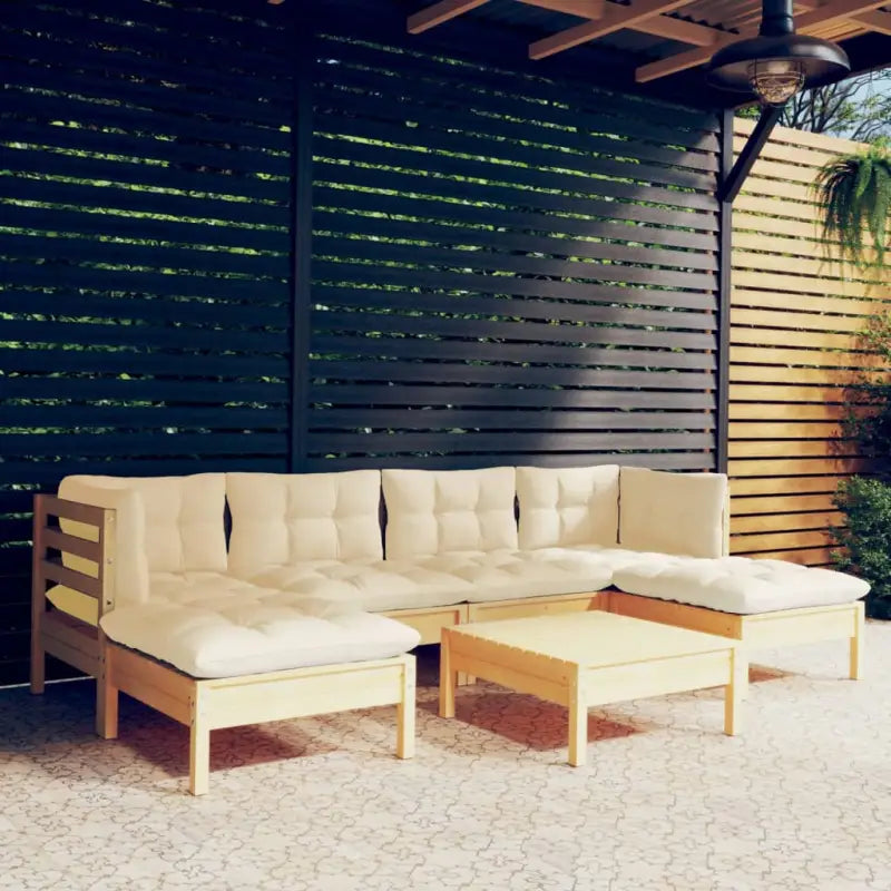 Tuinsets met massief grenenhout en comfortabele rugzijkussen - Bruin en crème - Tuinsets