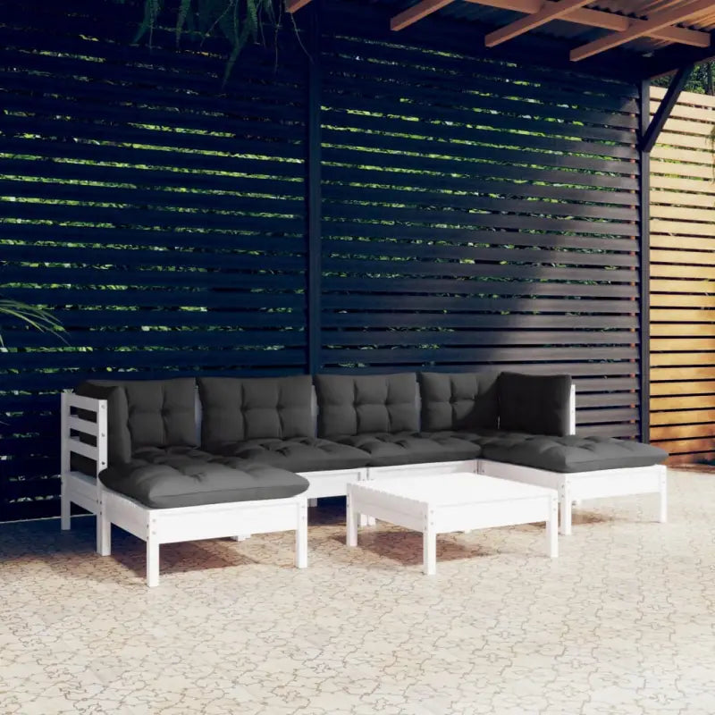 Tuinsets met massief grenenhout en comfortabele rugzijkussen - Wit - Tuinsets