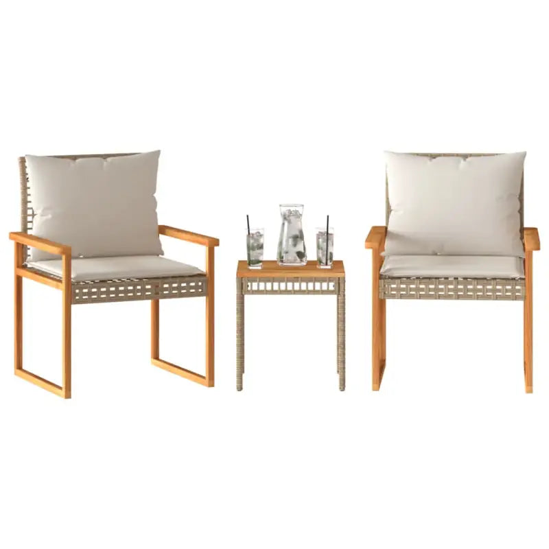 Tuinsets met poly rattan en comfortabele zitervaring in natuurlijke afwerking - Gemengd beige - Tuinsets