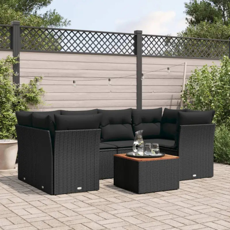 Tuinsets met poly rattan en gepoedercoat staal voor buitenplezier - Zwart - Tuinsets