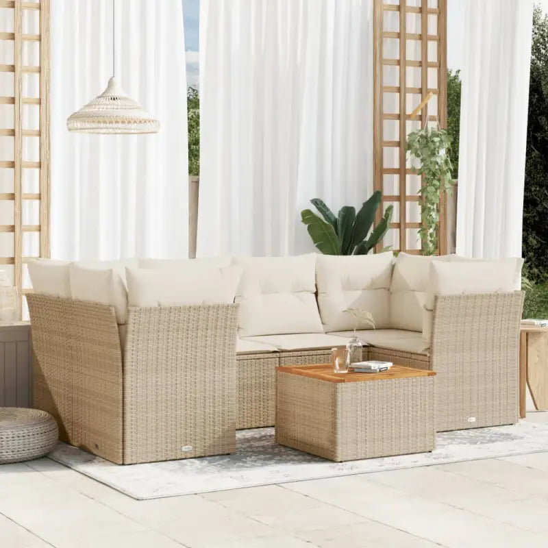 Tuinsets met poly rattan en gepoedercoat staal voor buitenplezier - beige en crèmekleurig - Tuinsets