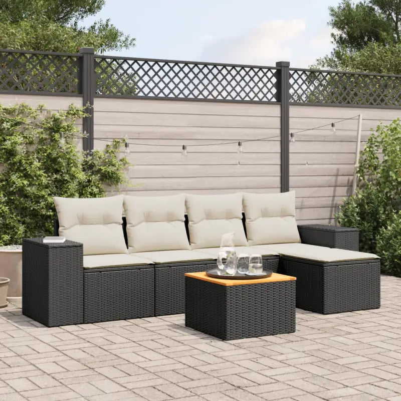 Tuinsets met zwart materiaal en gepoedercoat staal voor buitengebruik - Zwart en crème - Tuinsets