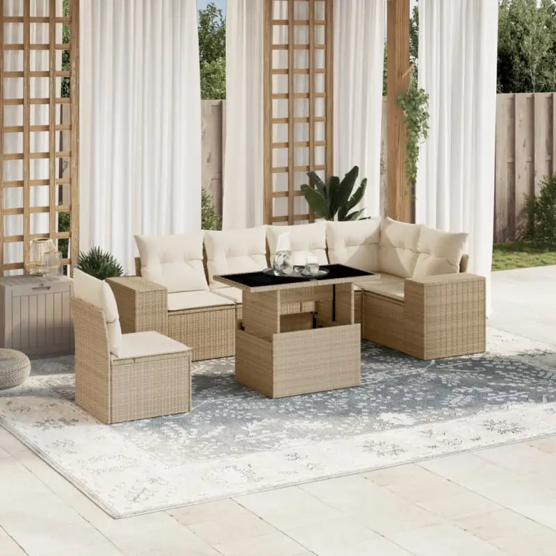 Tuinsets met zwart materiaal en gepoedercoat staal voor buitenruimte - beige en crèmekleurig / Met tafel - Tuinsets