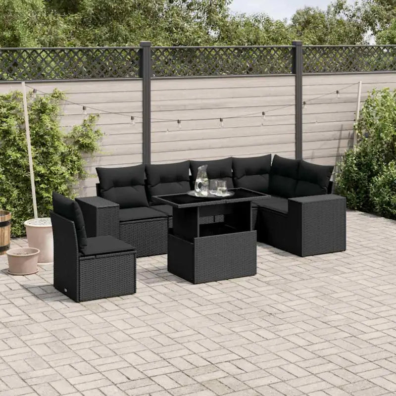 Tuinsets met zwart materiaal en gepoedercoat staal voor buitenruimte - Zwart / Met tafel - Tuinsets