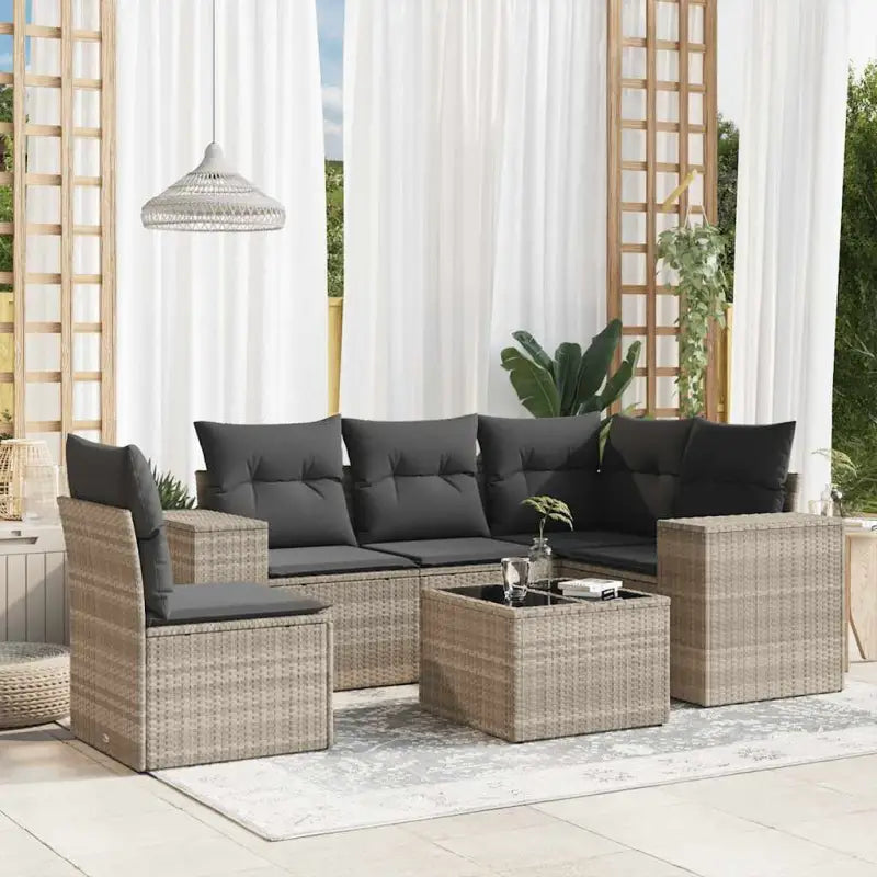 Tuinsets met zwart materiaal en gepoedercoat staal voor comfortabel buiten Gebruik - Lichtgrijs / Met tafel - Tuinsets