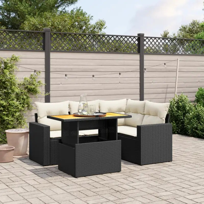 Tuinsets met zwart materiaal en gepoedercoat staal voor comfortabele buitenruimte - Zwart en crème / zonder