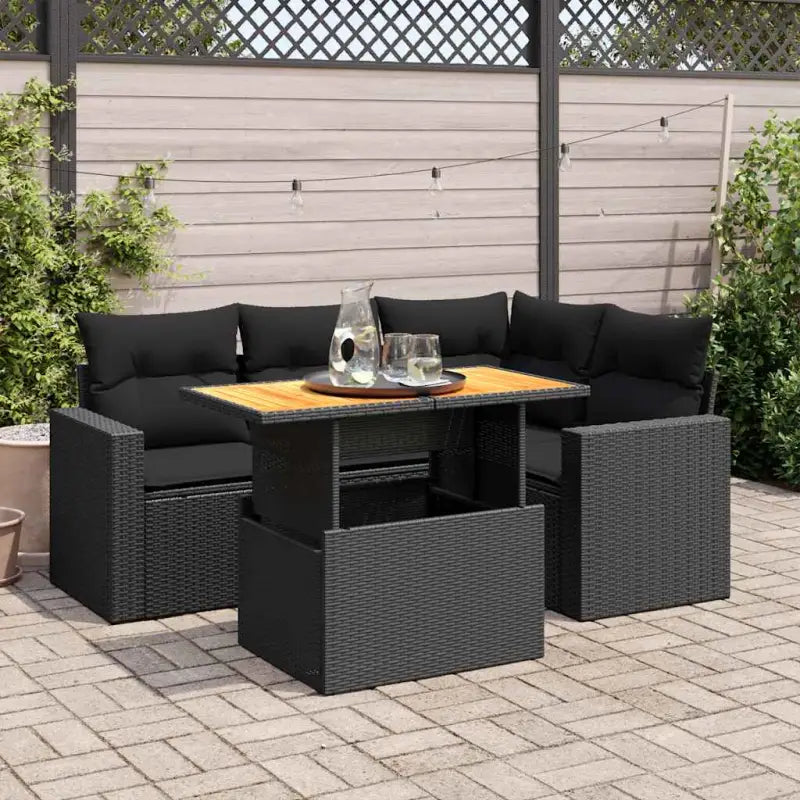 Tuinsets met zwart materiaal en gepoedercoat staal voor comfortabele buitenruimte - Zwart / met opbergruimte - Tuinsets