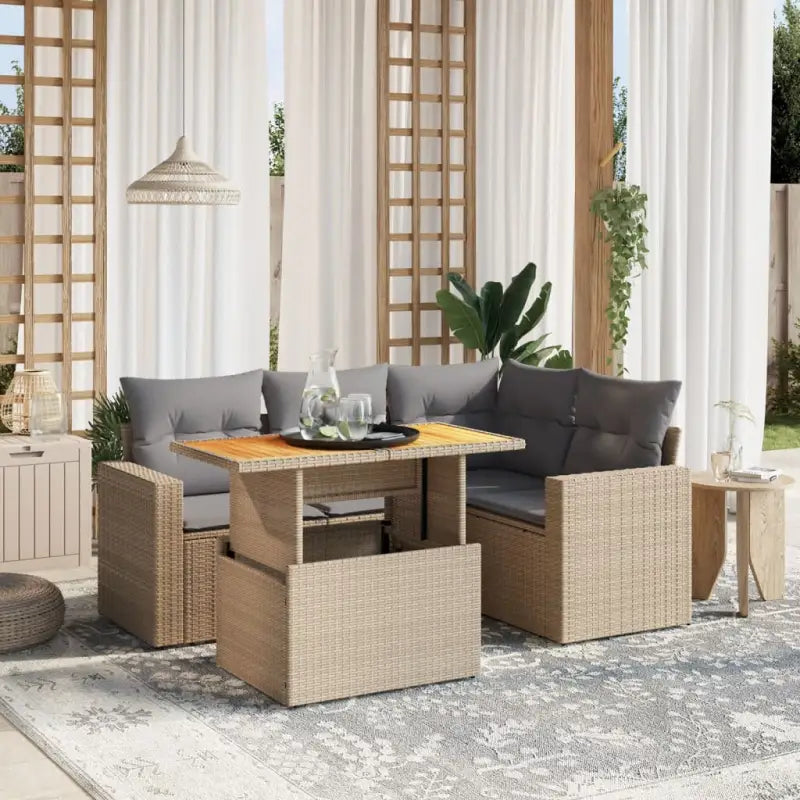 Tuinsets met zwart materiaal en gepoedercoat staal voor comfortabele buitenruimte - Beige en grijs / zonder