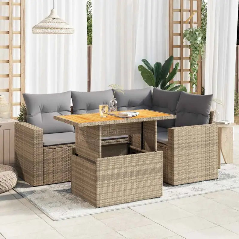 Tuinsets met zwart materiaal en gepoedercoat staal voor comfortabele buitenruimte - Beige en grijs / met opbergruimte
