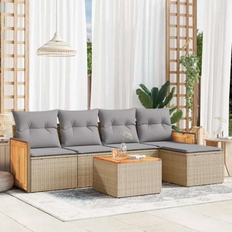 Tuinsets met zwart materiaal en waterdichte zak voor buitenplezier - Beige en grijs / Met tafel - Tuinsets