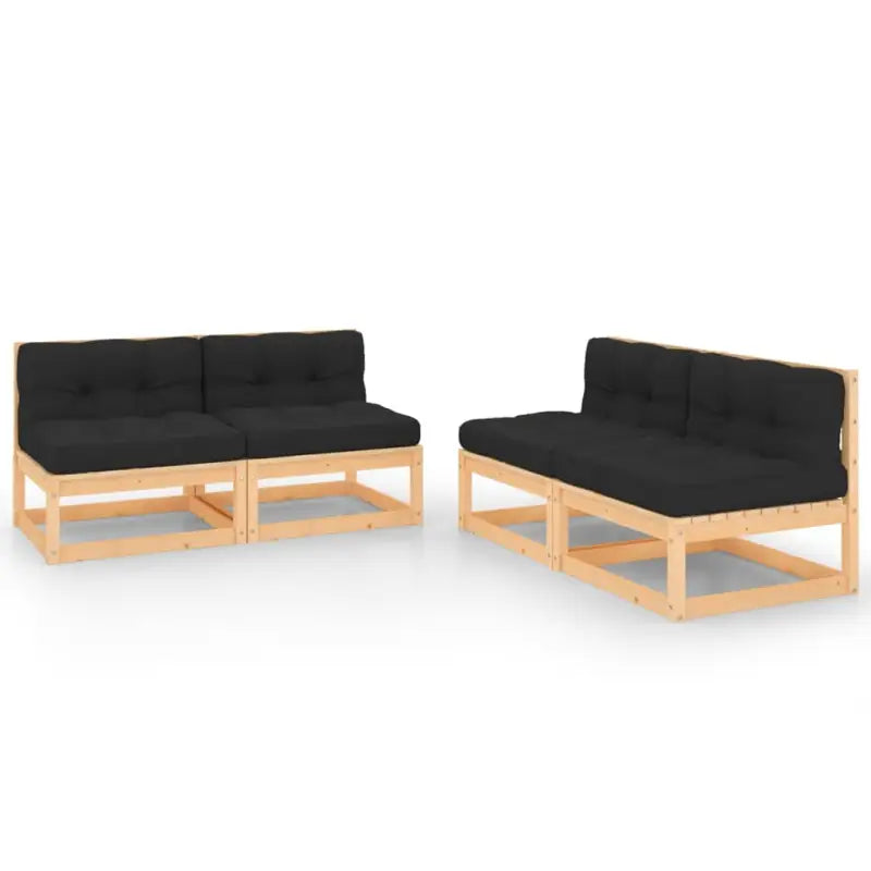 Tuinsets van massief grenenhout voor ontspannen buitenmomenten - Naturel en antraciet / Ja - Tuinsets