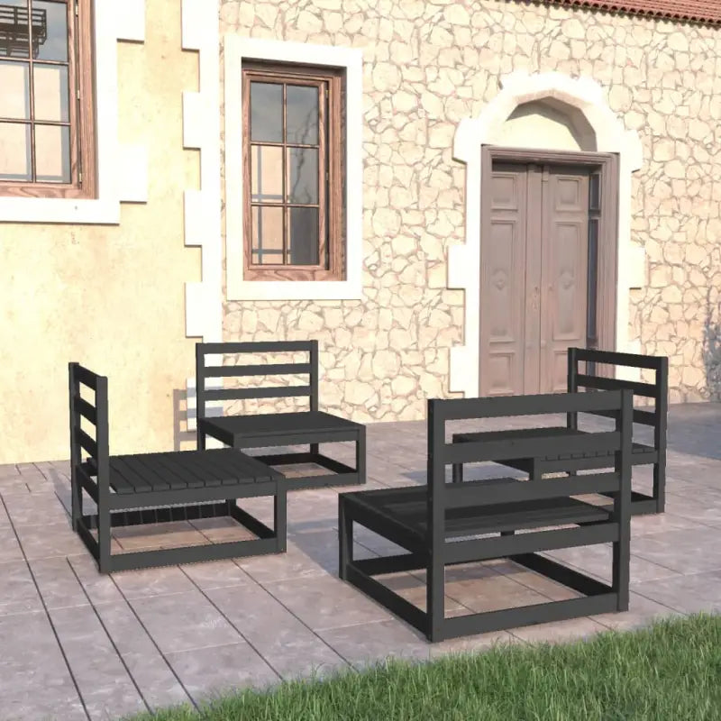 Tuinsets van massief grenenhout voor ontspannen buitenmomenten - Zwart / Nee - Tuinsets