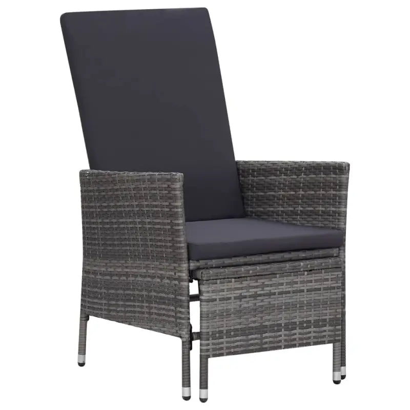 Tuinstoel met ingebouwde voetensteun in stijlvol Poly Rattan - Grijs / 1 - Tuinstoelen