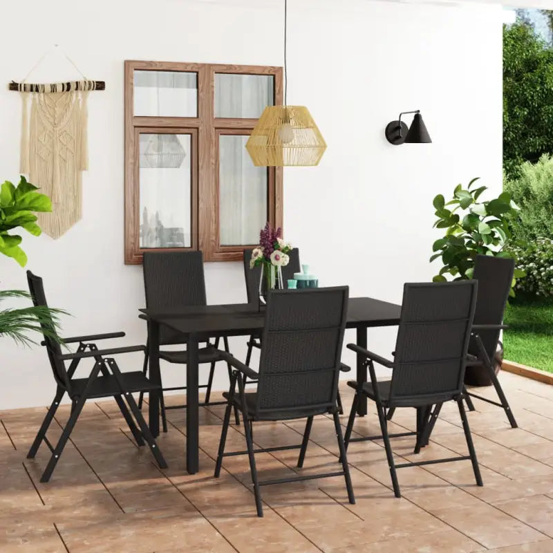 Tuinstoel van PE-rattan met zwart gepoedercoat aluminium afmetingen - Tuinsets