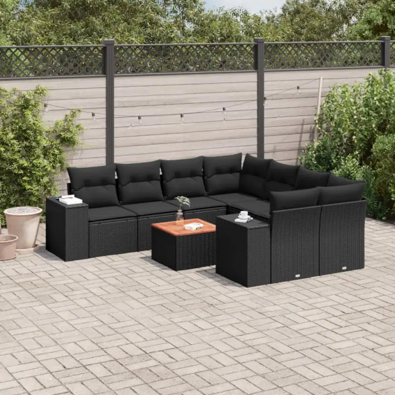 Tuinstoelen en loungeset met beige materiaal en gepoedercoat staal - Zwart - Tuinsets