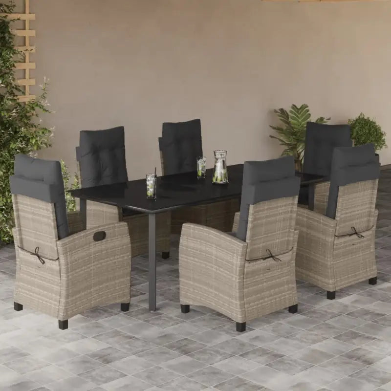 Tuinstoelen en tafel met poly rattan en gemakkelijk schoon glas - 200 cm tafellengte / Zonder voetensteun - Tuinsets