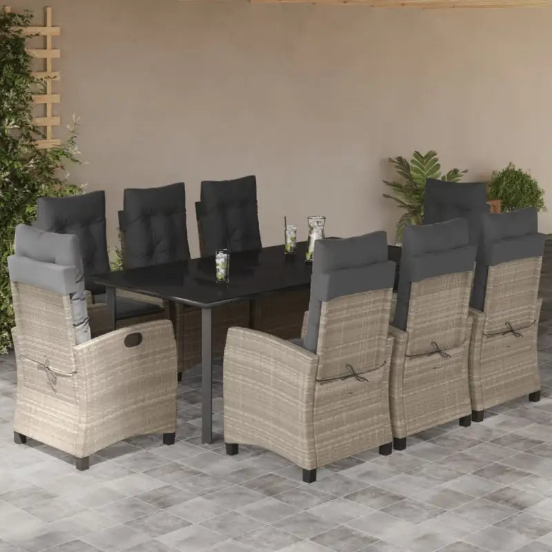 Tuinstoelen en tafel met poly rattan en gemakkelijk schoon glas - 200 cm tafellengte / Met voetensteun - Tuinsets