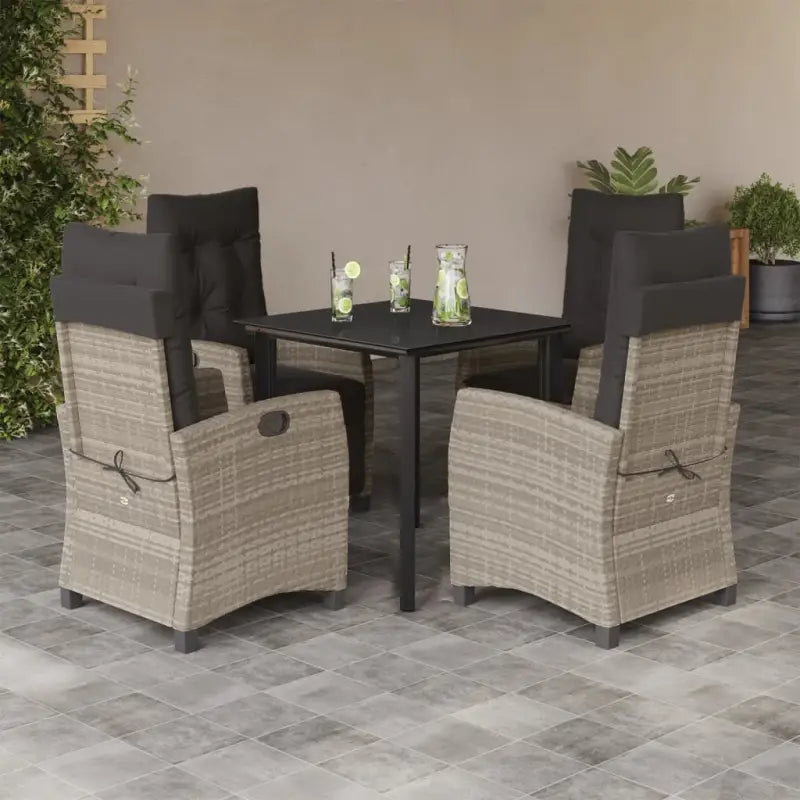 Tuinstoelen en tafel met poly rattan en gemakkelijk schoon glas - 80 cm tafellengte / Met voetensteun - Tuinsets