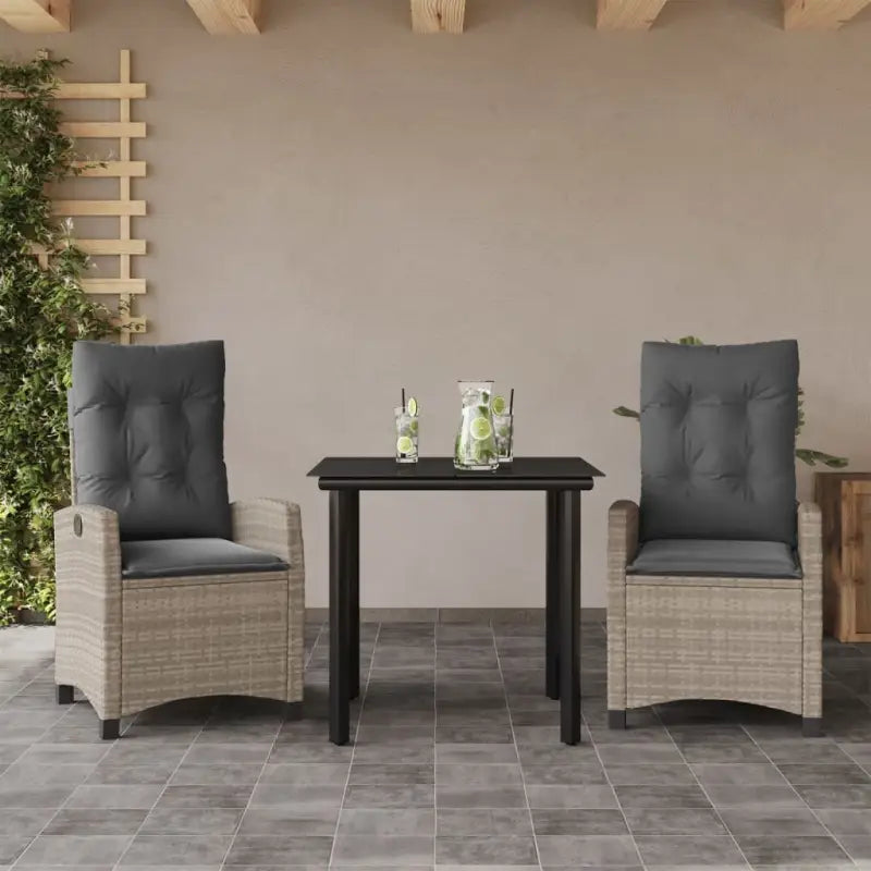 Tuinstoelen en tafel met poly rattan en gemakkelijk schoon glas - 80 cm tafellengte / Zonder voetensteun - Tuinsets