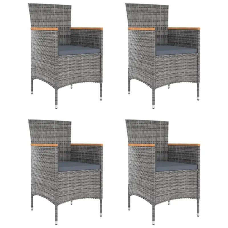 Tuinstoelen in poly rattan met massief acaciahout voor tuinplezier - Grijs / 4 - Tuinstoelen