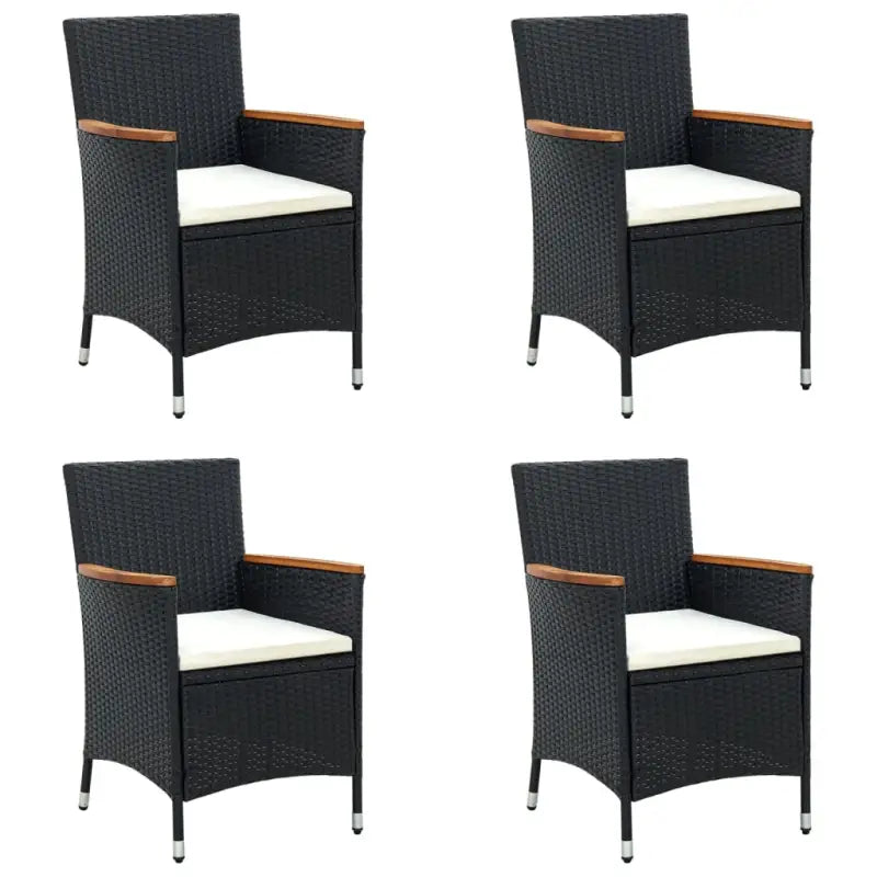 Tuinstoelen in poly rattan met massief acaciahout voor tuinplezier - Zwart / 4 - Tuinstoelen