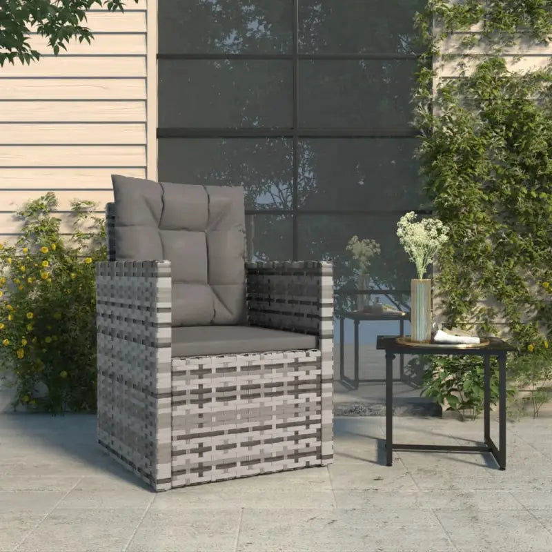 Tuinstoelen met kussens van duurzaam poly rattan voor een mooie tuin plek - Grijs / 1 / Met rugkussen - Tuinstoelen