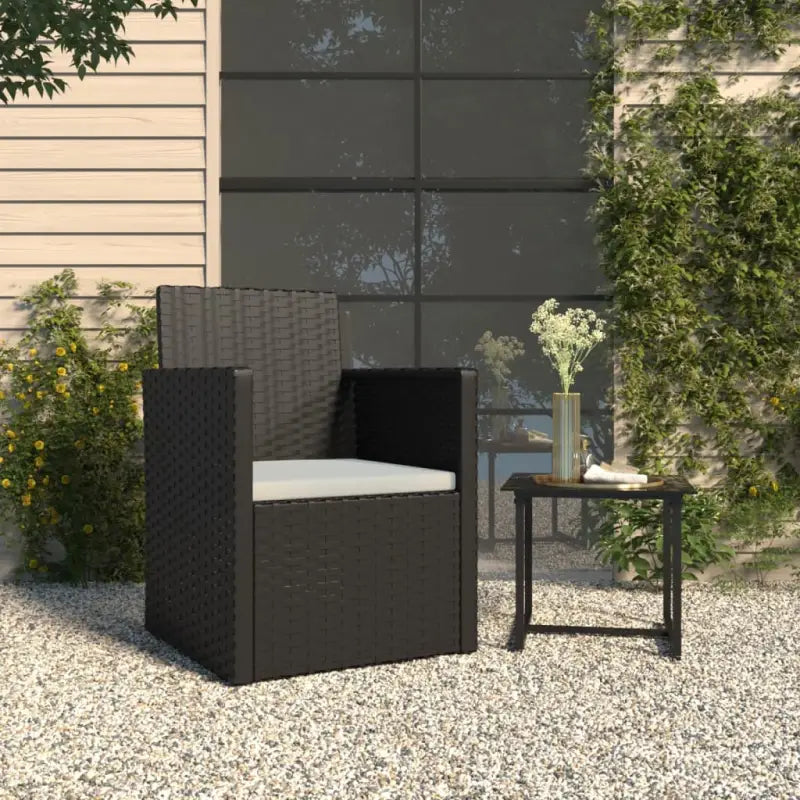 Tuinstoelen met kussens van duurzaam poly rattan voor een mooie tuin plek - Zwart / 1 / Zonder rugkussen - Tuinstoelen