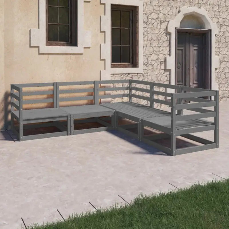 Tuinstoelen met massief grenenhout en comfortabele rug- zijkussens - Grijs / Nee - Tuinsets