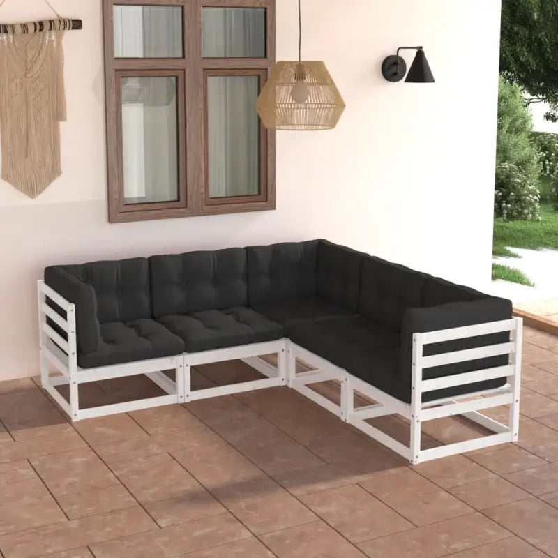 Tuinstoelen met massief grenenhout en comfortabele rug- zijkussens - Wit / Ja - Tuinsets