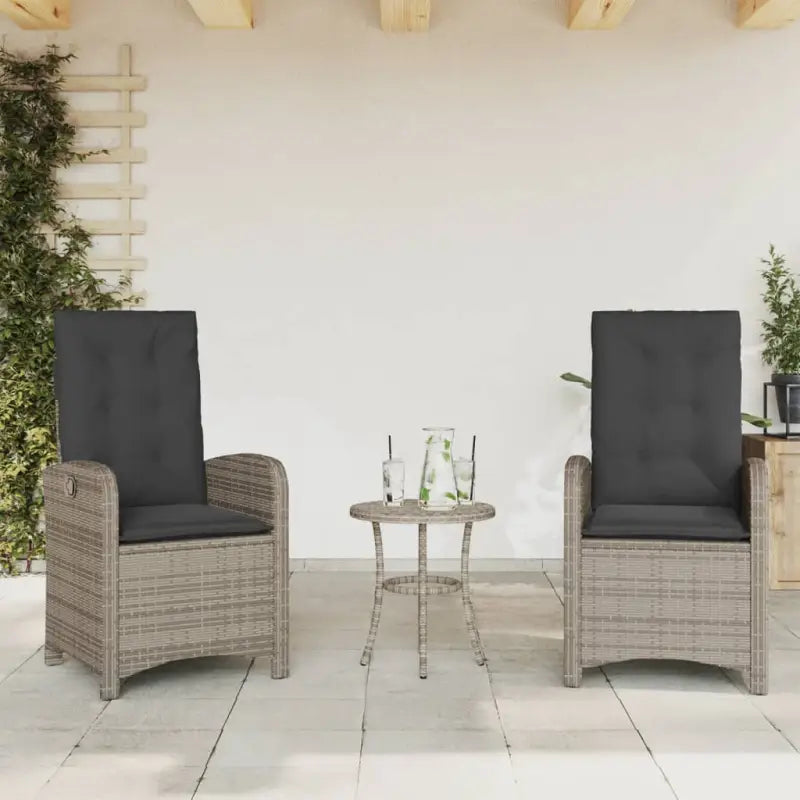 Tuinstoelen met poly rattan voor comfortabele zitervaring en wasbare hoes - Grijs / 2 - Tuinstoelen
