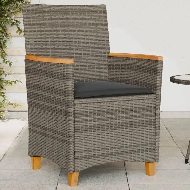 Tuinstoelen met poly rattan voor een comfortabele zitervaring - Grijs / 1 / Houten armleuning - Tuinstoelen