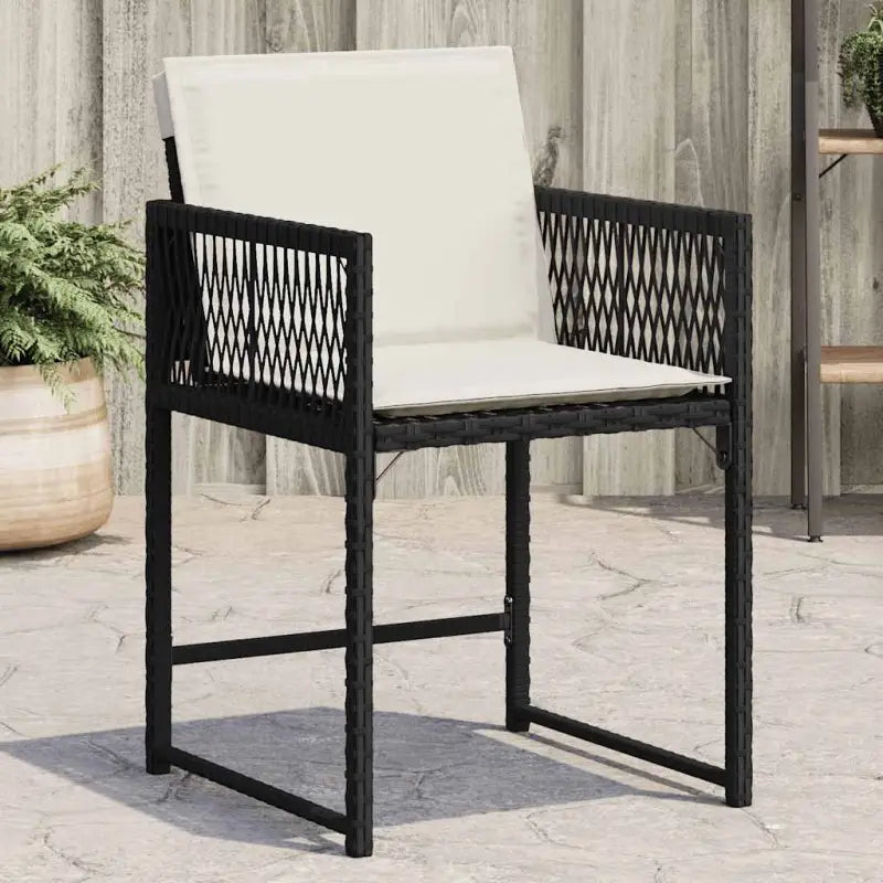 Tuinstoelen met poly rattan voor een comfortabele zitervaring met wasbare hoes - Zwart en crème / 4 - Tuinstoelen